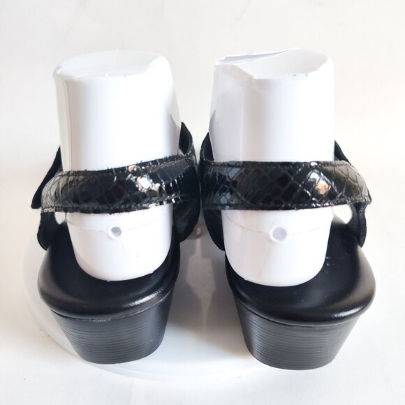 SAS Suntimer Patent Leather Tripad Comfort Black Croc Print Sandals 8.5 $155 USA - Picture 6 of 11